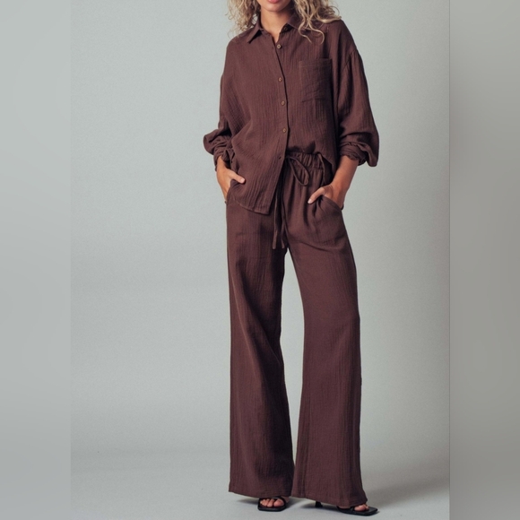 Pants - #89685 🛑S,M,L Fabulous Chic Trendy Textured Cotton Gauze Lounge Set